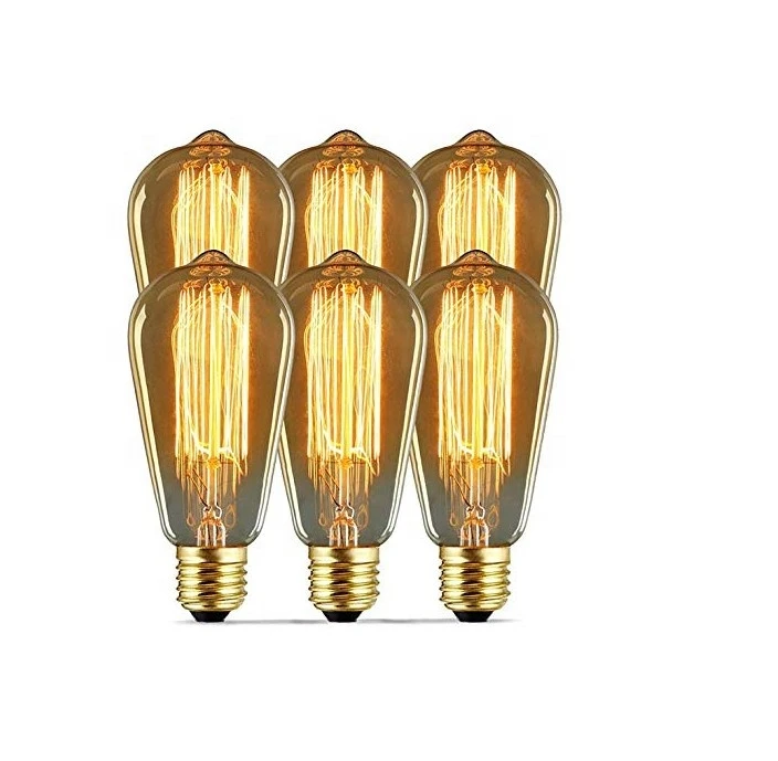 ST64 ST58 Vintage Light Bulb 6-Pack Edison Bulbs Incandescent Style 40 Watts Decorative lamp