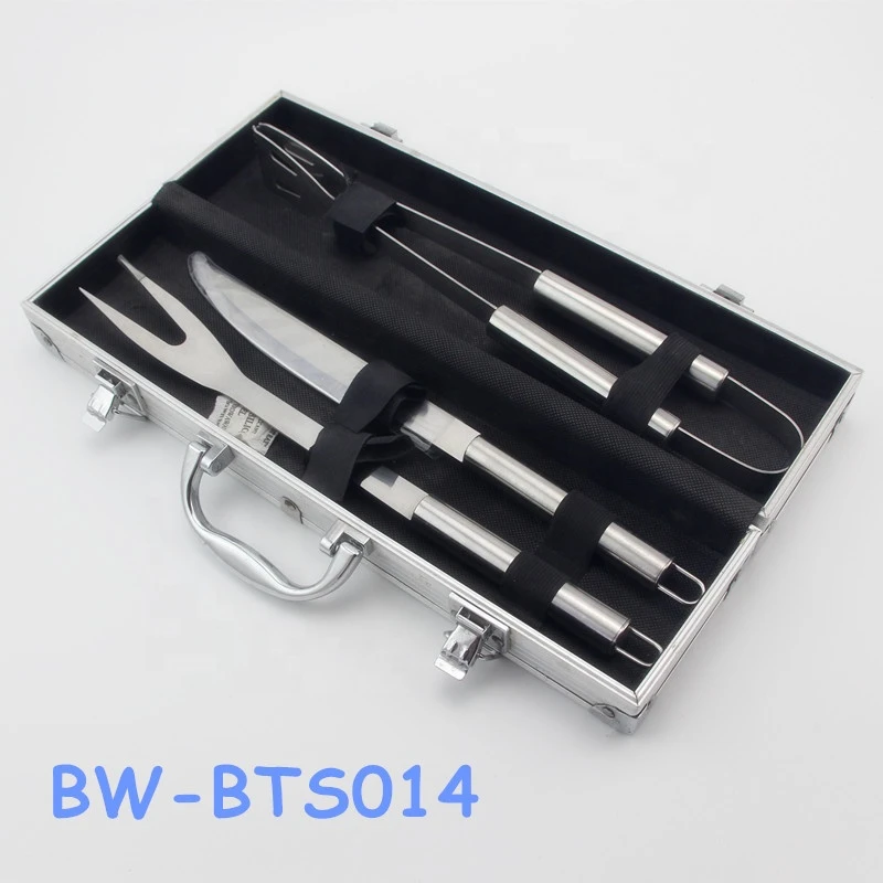 Stainless Steel BBQ Tool Kit Strong Sturdy Heavy Duty Grilling Tools Set With Aluminum Storage Case