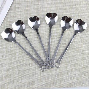 Stainless Steel Heart Shape Coffee Scoops Coffee Sugar Spoons Milk Dessert Spoons Teaspoons Kitchen Stirring Spoon