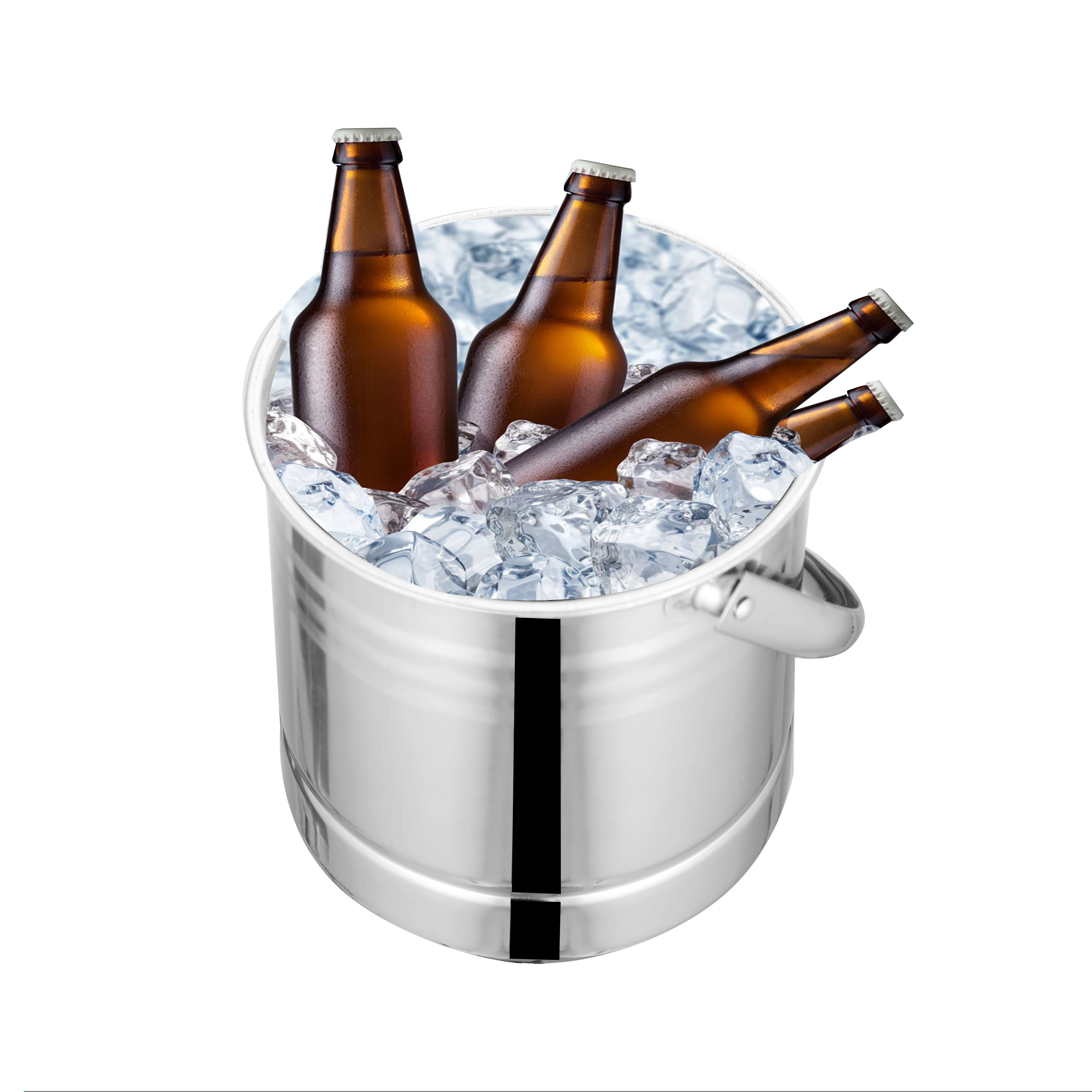 Stainless Steel Ice Bucket For Bar Hotel Customized Champagne Ice Bucket With Strainer And Handle