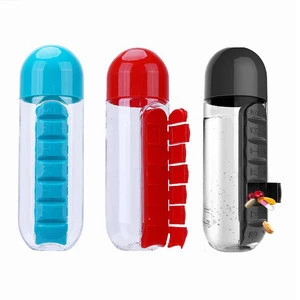 Stocked Wholesale Multi-Function Custom Hot Organizer Water Bottle With Pill Box