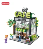 Street View Coffee Shop City Building Cafe House Model With Light DIY Educational Toys Building Blocks Sets Kids Toys