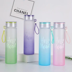 Student couple frosted cup Custom LOGO Gradient plastic water bottle tumbler hello master gift cup