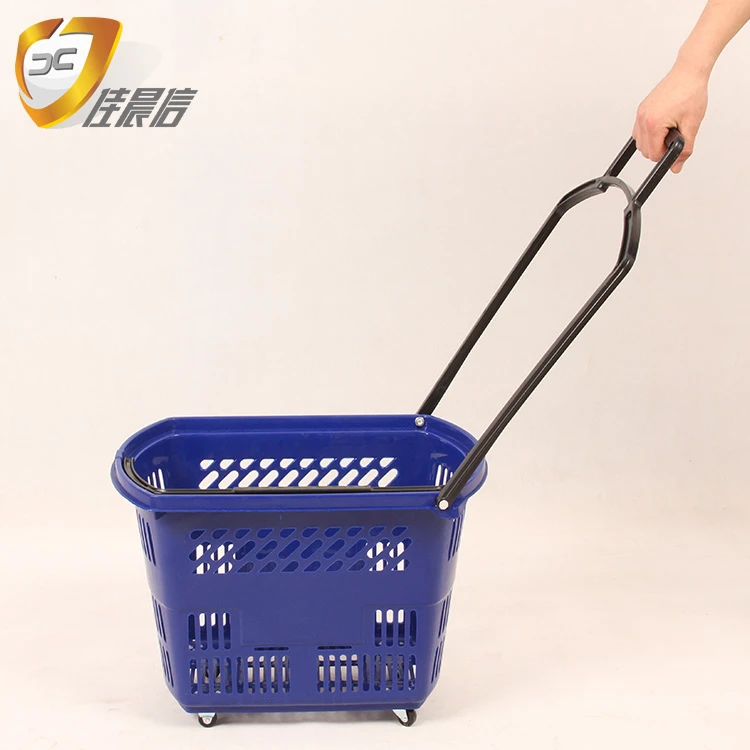 Supermarket goods plastic shopping basket