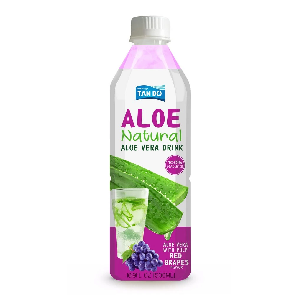 TAN DO Best Selling Aloe Vera Drink with Pulp Grape Sugar Free 500ml Juice Flavored Normal HACCP ISO