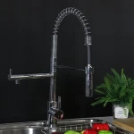 Three way spring pull down Brass kitchen faucet pull out kitchen sink faucet
