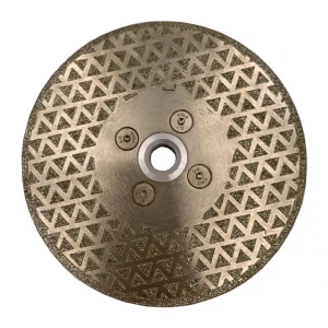 Ti-coated double side 125mm diamond stone tool abrasive disc electroplated cutting blade with flange