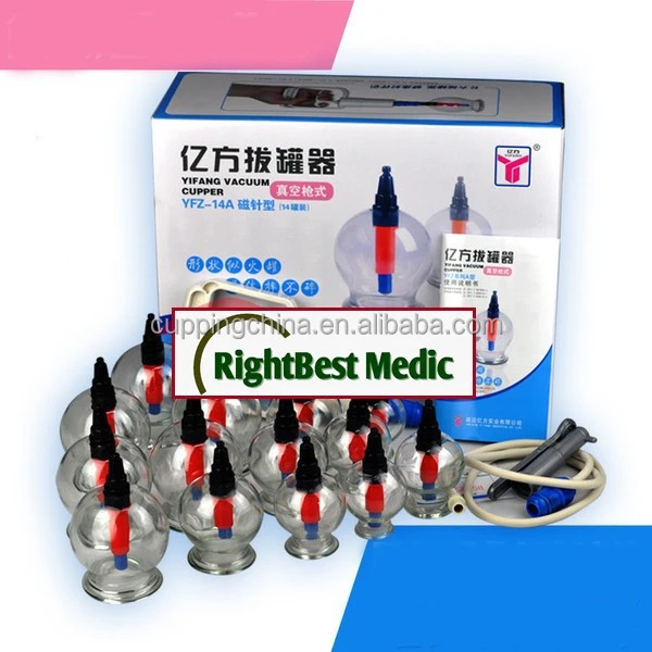 Traditional Chinese Circular Design Vacuum Cupping Set-14 cups with cupping therapy
