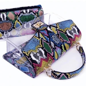Two-piece set Fashion Lady Snake Print Printed Shoulder Handbag Female Bag New Product Design Messenger Bag