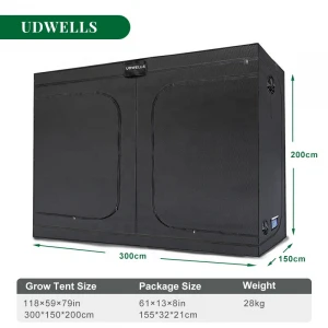 UDWELLS 300x150x200 118"x60"x79" 300x150 Indoor Grow Tent Kit Grow Box Complete
