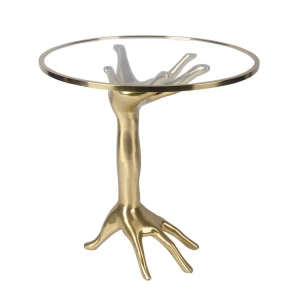 Unique nordic coffee table glass top hand design beside table gold base glass side tables