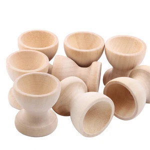 Unpainted Easter Wooden Egg Cups for DIY Painting Easter Crafts