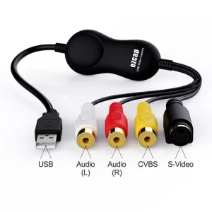USB Video Capture Card  RCA TO USB Converter,Convert VHS VCR Hi8 Mini DV to Digital/DVD,For Tape Player Camcorder Camera PC