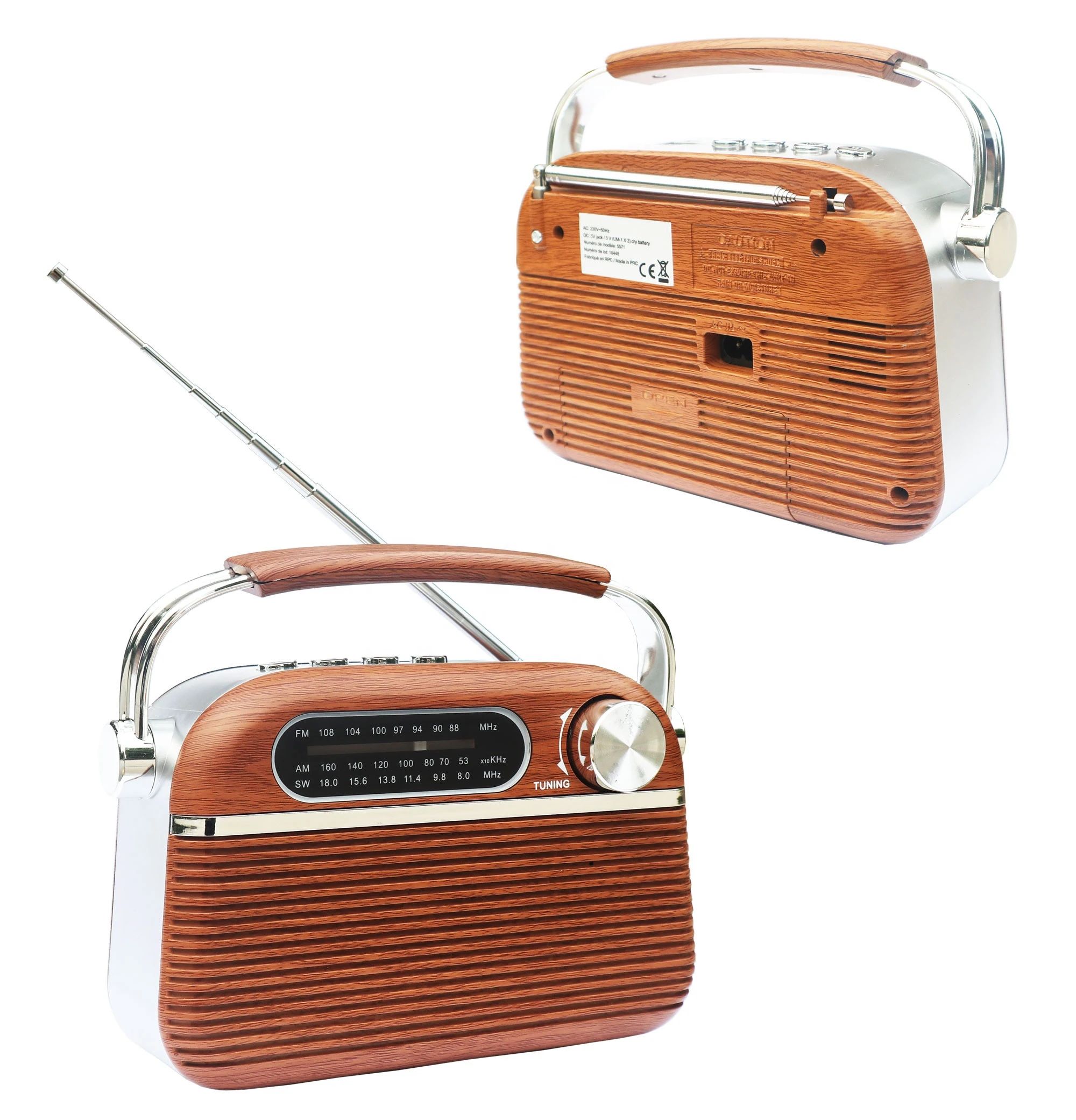 vintage home Wooden retro radio with rechargeable battery
