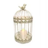 Vintage White Metal Birdcage LED Candle Holder Lantern