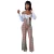 Import W2009-fall long sleeve off shoulder top with plaid suspender jumpsuit set two piece outfits from China