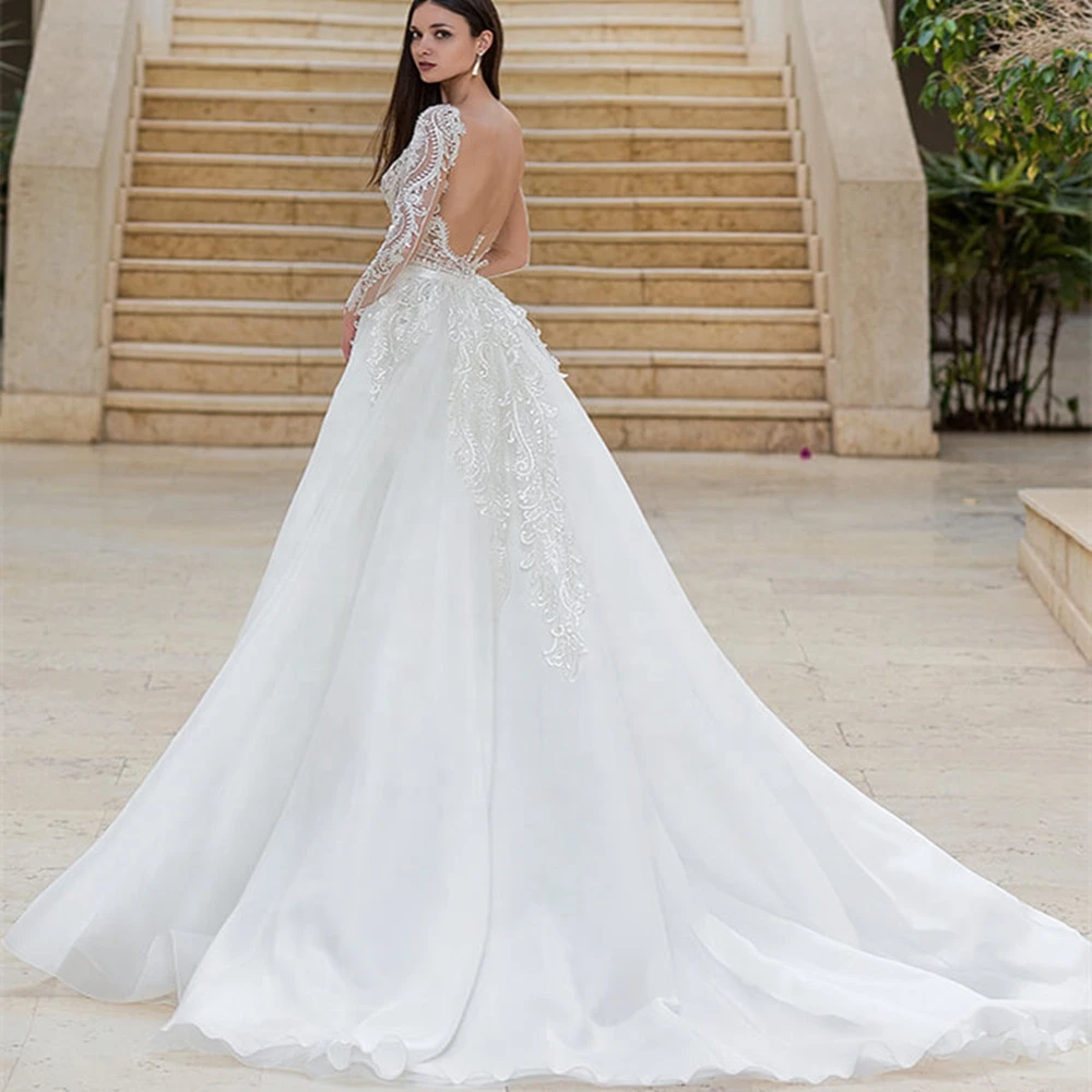 Wedding Gown new Mermaid Wedding Dress Bridal Gown with Detachable Train Lace Wedding Dress with Fishtail Vestido de novia A274