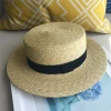 Wheat straw flat - topped straw hat for men summer bow sun visor summer beach