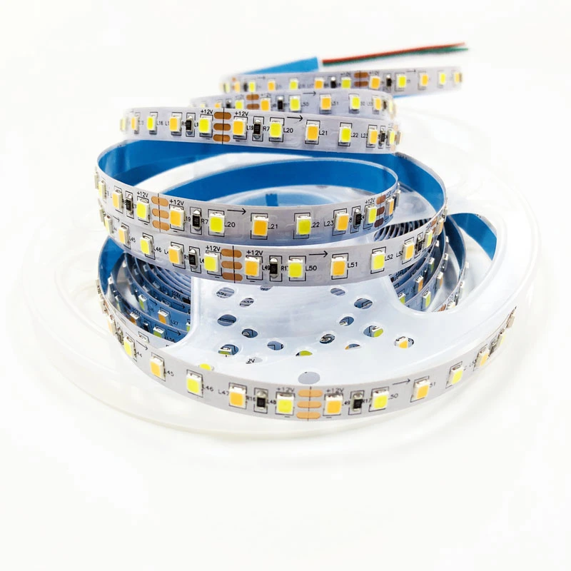 white and warm white 12V SMD2835 flexible CCT led strip light 120led per meter led tape light double color adjustable