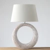 White With Vertical Grain Round Body Rechargeable White Warm Vintage Bedside Lamp