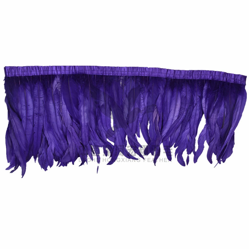Wholesale 25-30cm  purple rooster feather trim fringe for Carnival Garment