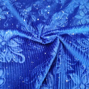 Wholesale blue embossed striped spandex fabric glitter KS velvet corduroy fabric