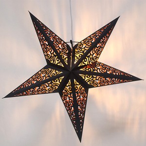 Wholesale Chinese Black Paper  Star Lantern Hanging Led Light Christmas Decorative