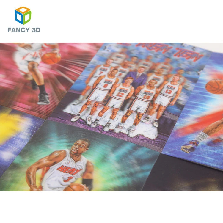Wholesale customize high quality Zebulun Factory Direct Basketball Sport Plastic PET PP 3D Lenticular Printing Poster