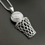 Wholesale Fashion Jewelry Crystal Hoop Pendant Basketball Jewelry Necklace