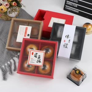 Wholesale Mooncake drawer packaging box with frosted window pastry paper box