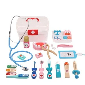 wholesale Nurse Injection Tool Wooden Simulation Medicine pretend doctor toy doctor kit for kids