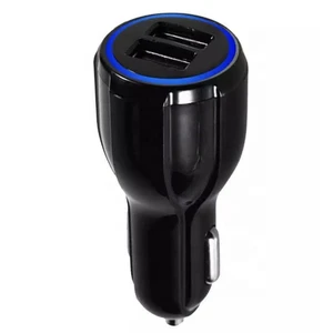 Wholesale QC3.0 dual car charger fast charger 2 port usb car charger adapter portable smartphones
