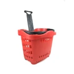 Wholesale Supermarket Plastic Small Foldable Shopping Basket with Wheels