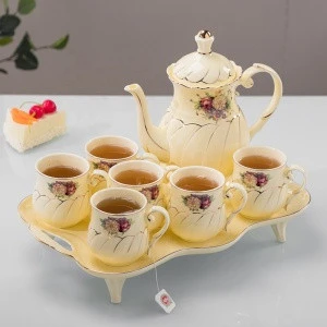 Wholesale Tea Set for 6 People Set 8pcs Coffee Cup and Saucer Ceramic Coffee Cups Set