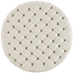 wholesale white upholstered tufted button round ottoman stool