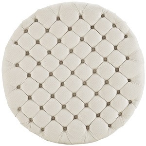 wholesale white upholstered tufted button round ottoman stool