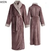 Wholesale Winter Faux Fur Velour Fleece Thick Warm Robe SPA Bathrobe for Lover