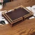 Import Wholesale wooden craft wooden handicraft home decorative custom square brown faux leather wooden tray stainless trays from China