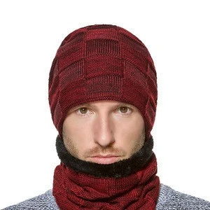 Wholesale Wool Beanie Winter Hats for Men with Neckerchirf