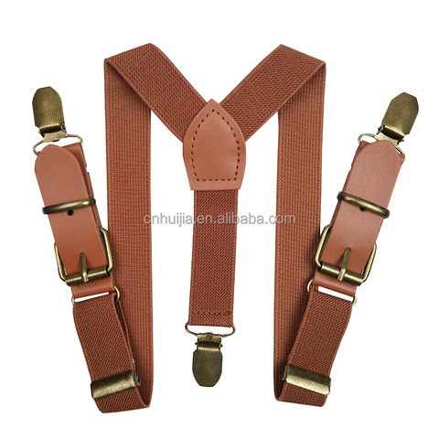 Wide Adjustable and Elastic Braces Y Shape brown  Strong Clips Mens Suspenders suspended for Trouser