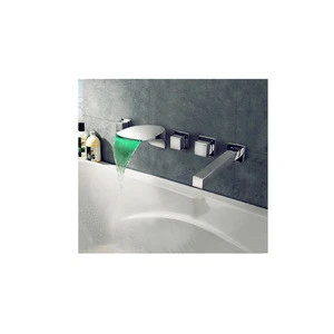 Widespraed 5pcs LED Light Waterfall Spout Bathtub Faucet with Hand Shower