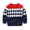 Winter double layer baby boy argyle sweaters kids cute childrens pullover costume