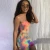 Import Women lady Summer tie dye Dress bodycon print colorful  Spaghetti Strap Dresses from China