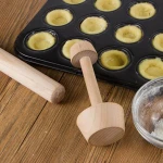Wood Egg Tart Pusher Double Side Tart Tamper Pastry Pusher Wooden Eggtart Mold for Eggtart Mold Baking Cake Kitchen Tools