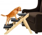 Wood Foldable 3 Levels Pet Dog Stairs Steps Ramp Perfect for Beds and Cars