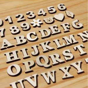 Wooden Handicrafts Grocery Creative DIY Numbers Self-Adhesive Alphanumeric Tablets Cutting Shooting Props