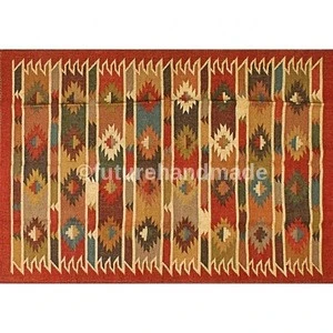 wool jute rug handmade carpet wool jute long life durable most demanding home decor kilim rugs india made multi color carpet