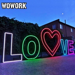 WOWORK 4ft big send beach party decoration electronic Geometric wire letter numbers of RGB app control neon tube