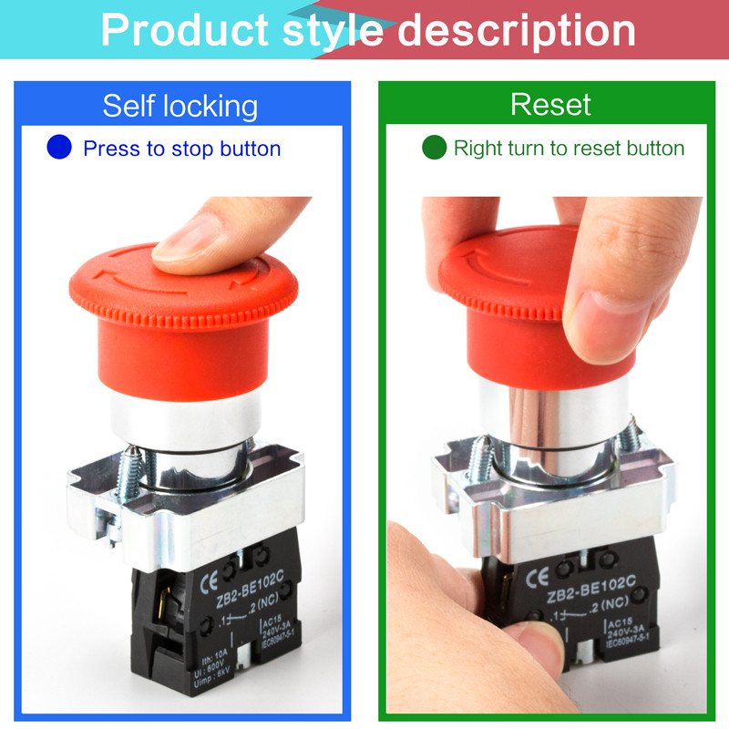Buy Xb2 Series 22mm Emergency Stop Self-locking Red Mushroom Switch ...