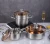 Import XINCHU 3 Pieces stainless steel kitchen pots and pans cookware sets with Brown Lid from China